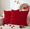 Set of 2 Valentine's Day Pillow Covers - 18x18 Inch Red Heart Plush Faux Fur Jacquard Throw Pillows for Sofa & Bedroom Decor